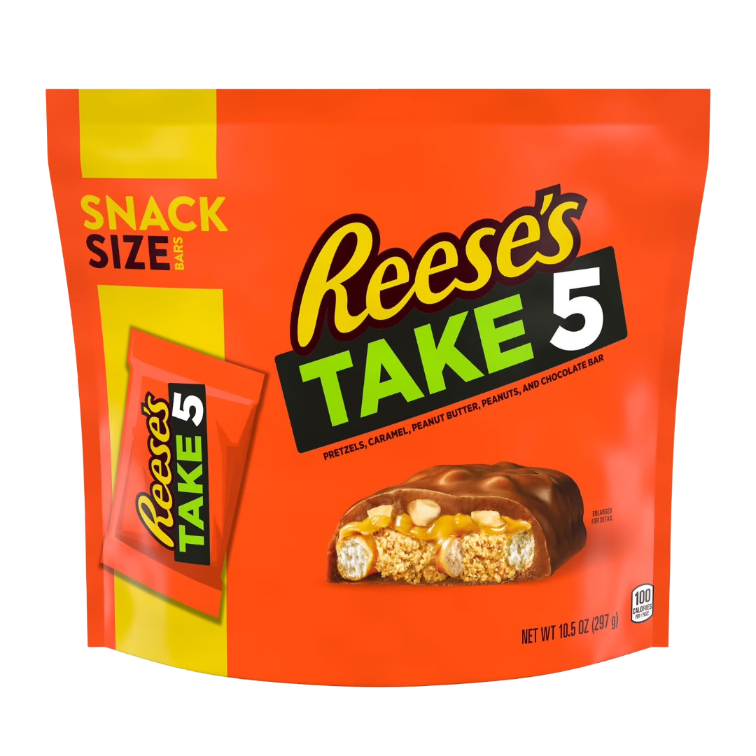 Reese's Take 5 Pretzel, Peanut and Chocolate Snack Size Candy, Bag 10.5oz