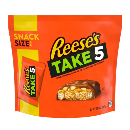 Reese's Take 5 Pretzel, Peanut and Chocolate Snack Size Candy, Bag 10.5oz