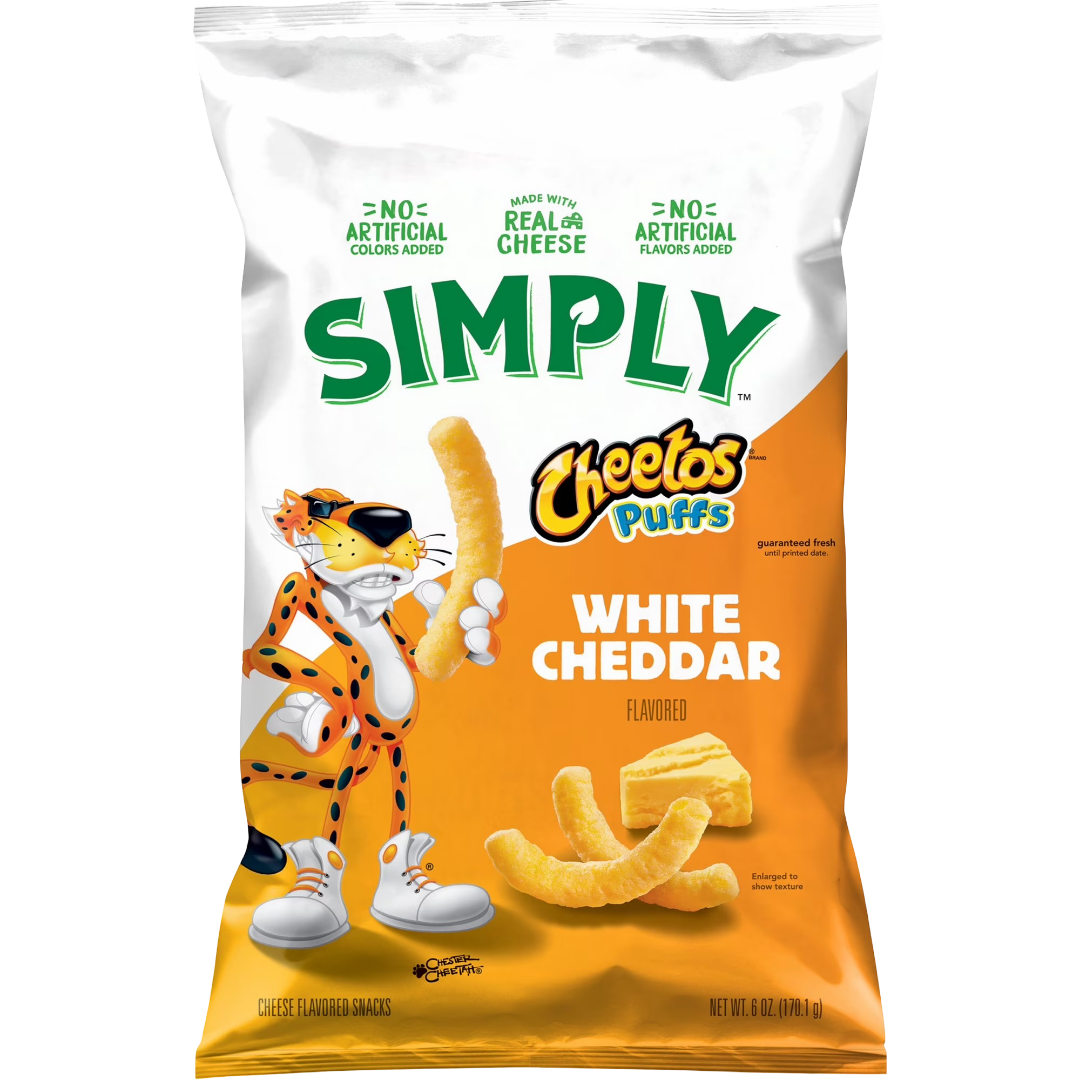 Simply White Cheddar Cheese Flavored Cheetos Puffs Snacks, 6 oz