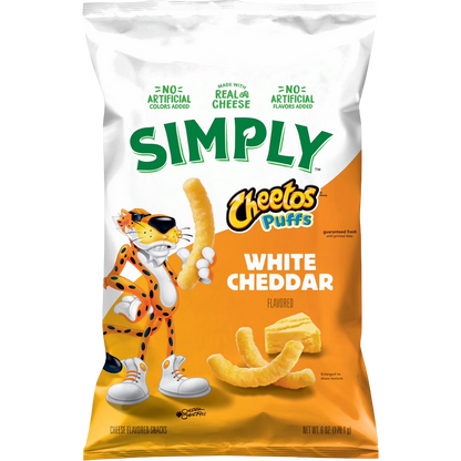 Simply White Cheddar Cheese Flavored Cheetos Puffs Snacks, 6 oz
