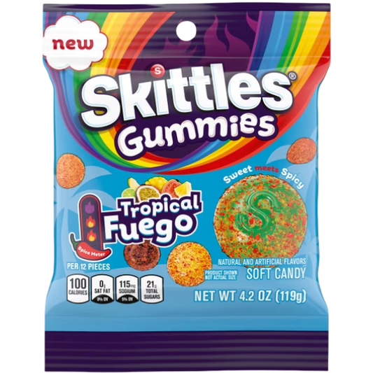Skittles Gummies Tropical Fuego Soft Candy, 4.2 oz