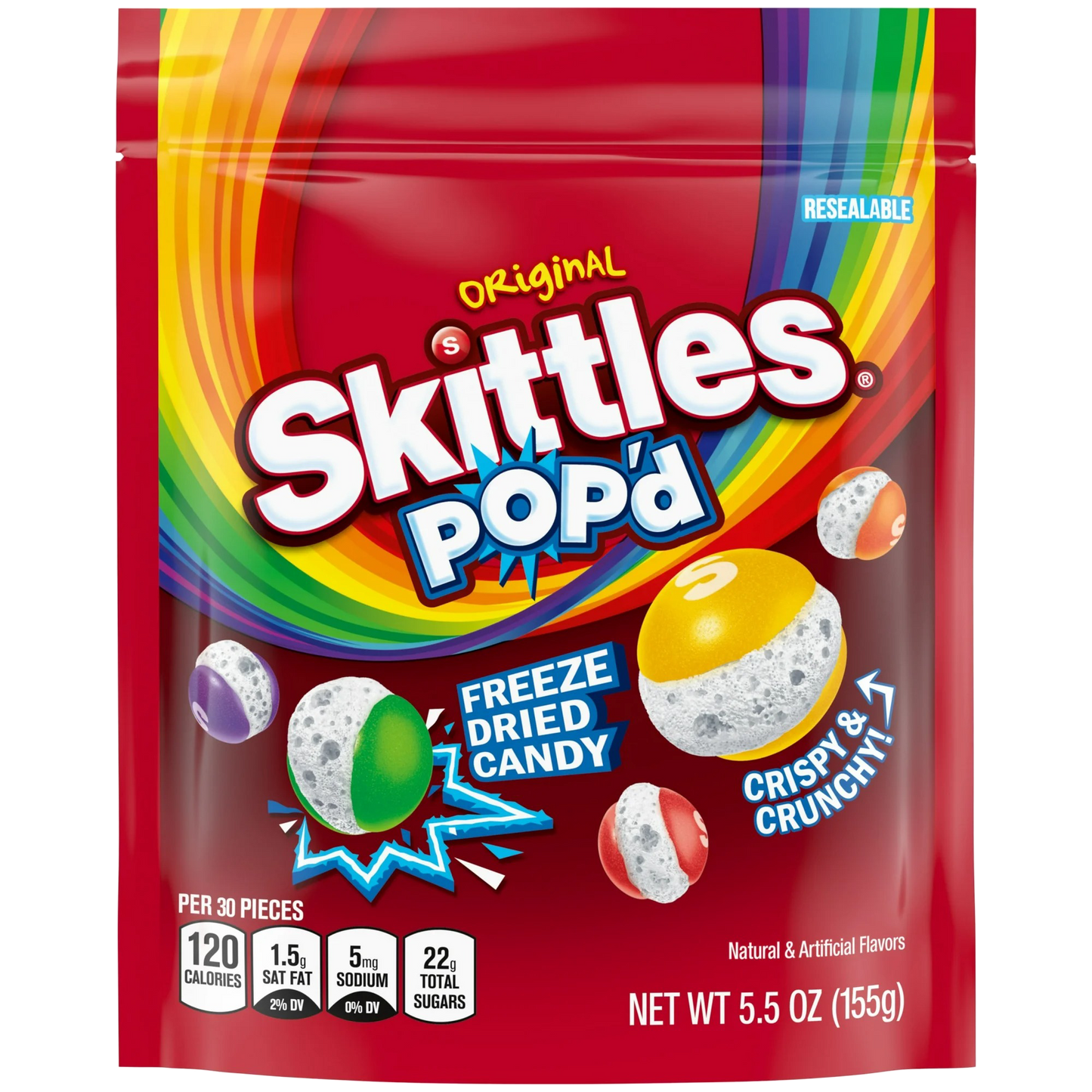 SKITTLES POP'D Originals Freeze Dried Candy, 5.5oz