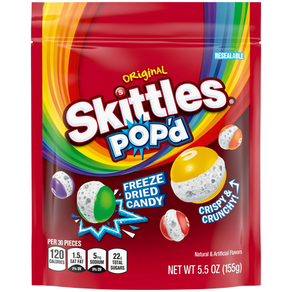 SKITTLES POP'D Originals Freeze Dried Candy, 5.5oz