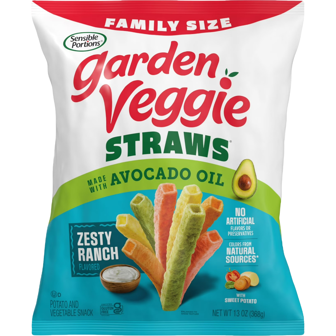 Sensible Portions Zesty Ranch Garden Veggie Straws Made with Avocado Oil, 13 oz