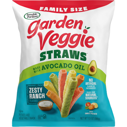 Sensible Portions Zesty Ranch Garden Veggie Straws Made with Avocado Oil, 13 oz