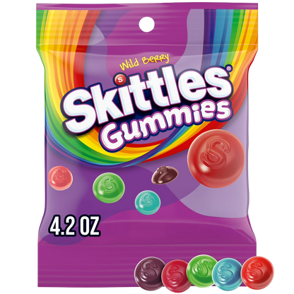 Skittles Gummies Wild Berry Gummy Candy, 4.2oz