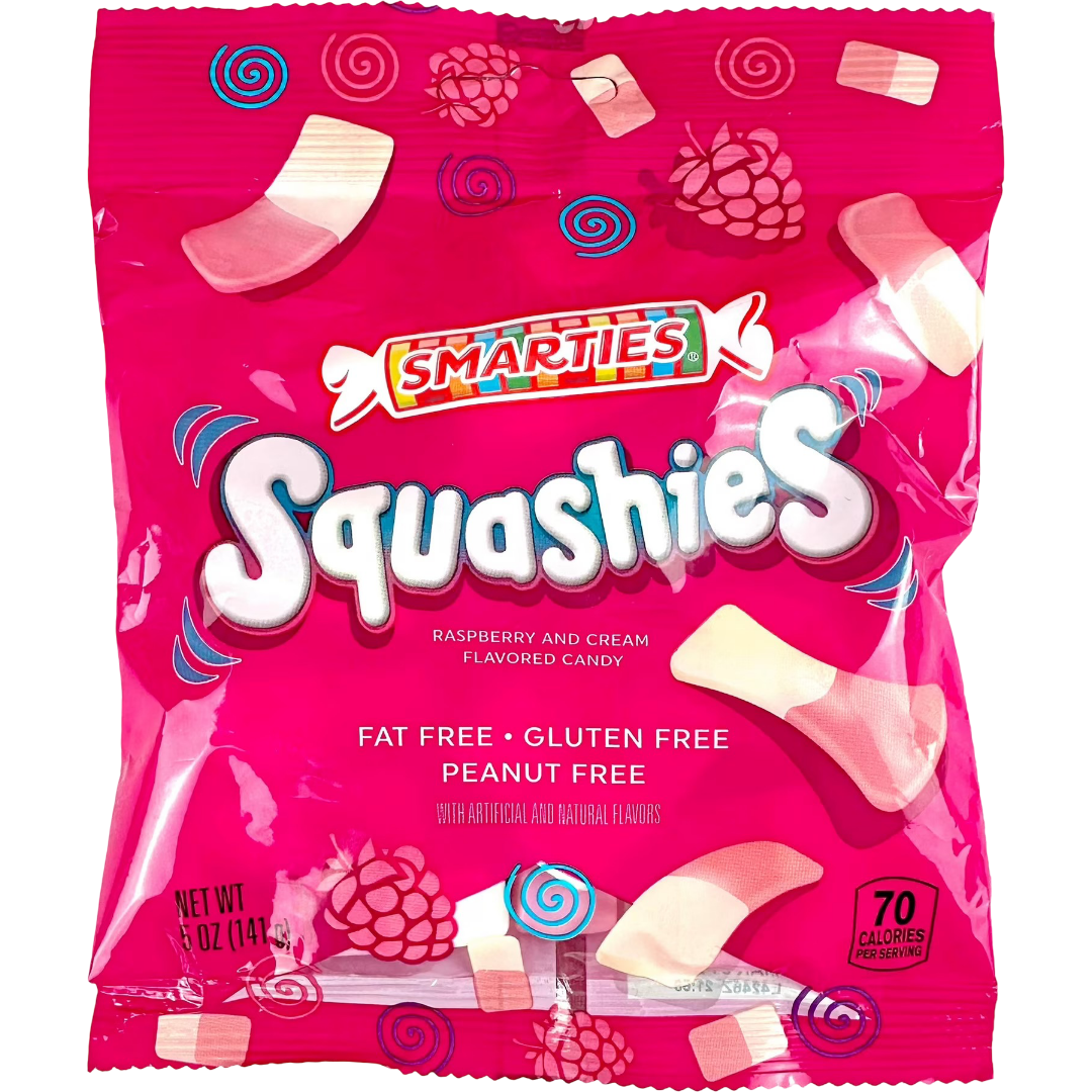 Smarties Squashies Gummy Raspberry & Cream Flavored Candy, 5 oz