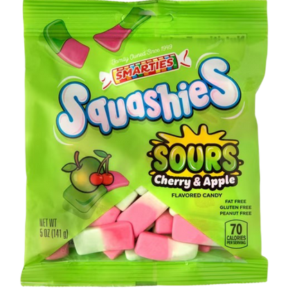 Smarties Squashies Sours Gummy Cherry & Apple Flavored Candy, 5 oz