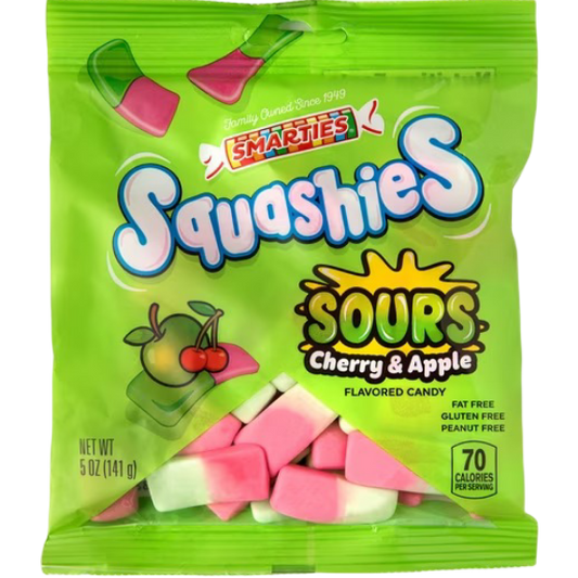 Smarties Squashies Sours Gummy Cherry & Apple Flavored Candy, 5 oz