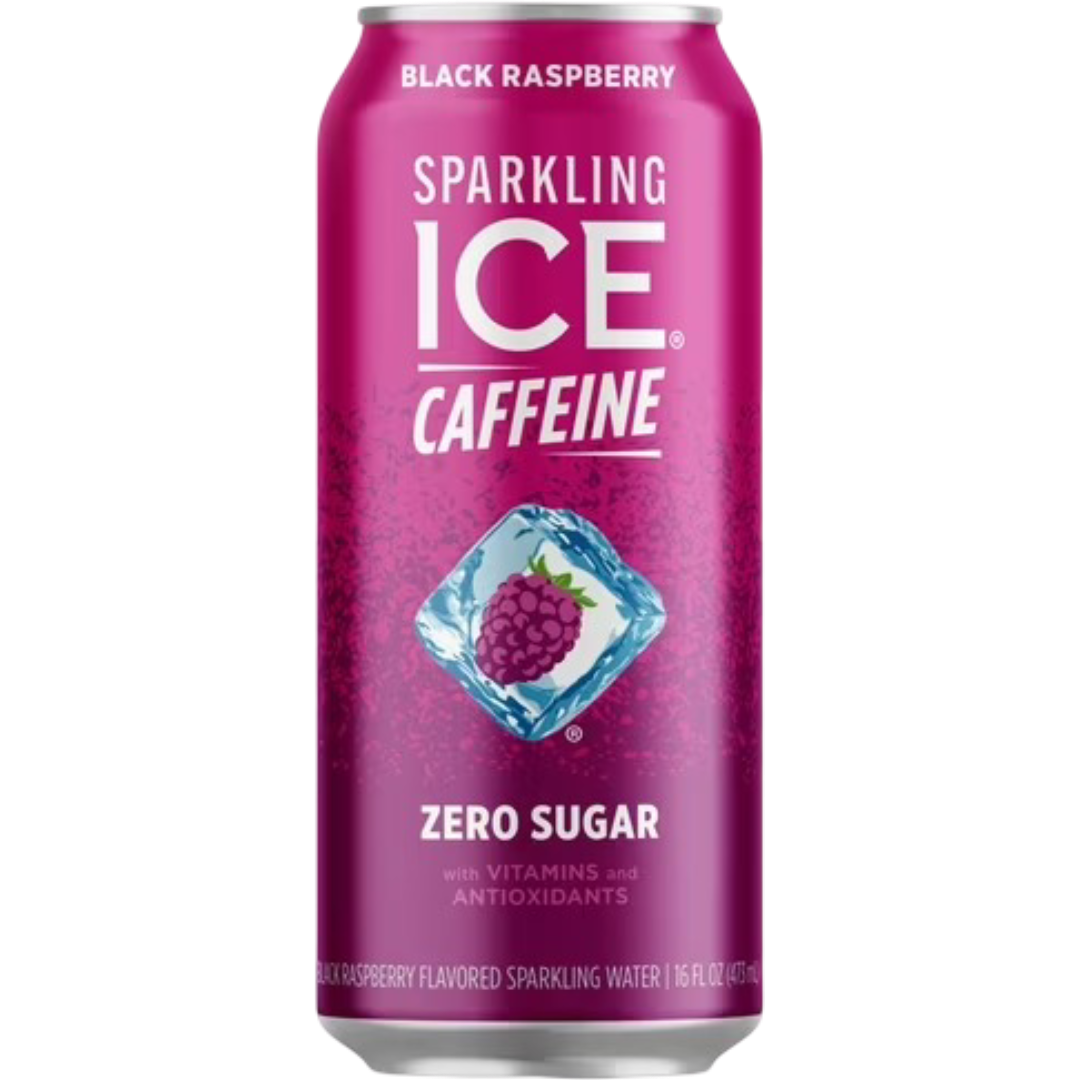 Sparkling Ice Caffeine Naturally Flavored Sparkling Water, Black Raspberry, 16 fl oz