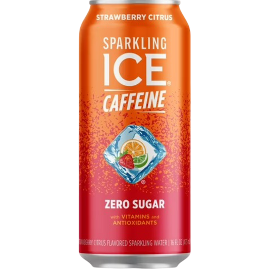 Sparkling Ice Caffeine Naturally Flavored Sparkling Water, Strawberry Citrus, 16 fl oz