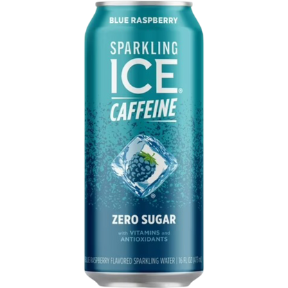 Sparkling Ice Caffeine Zero Sugar Flavored Sparkling Water, Blue Raspberry, 16 fl oz