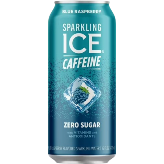 Sparkling Ice Caffeine Zero Sugar Flavored Sparkling Water, Blue Raspberry, 16 fl oz