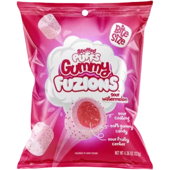 Stuffed Puffs Gummy Fuzions Sour Watermelon Candy, 4.36 oz