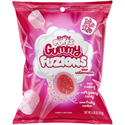 Stuffed Puffs Gummy Fuzions Sour Watermelon Candy, 4.36 oz