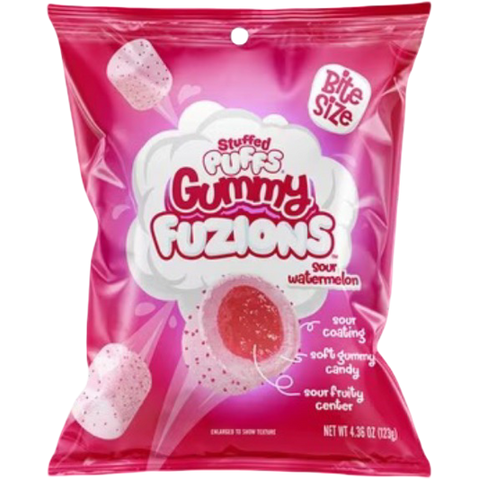 Stuffed Puffs Gummy Fuzions Sour Watermelon Candy, 4.36 oz
