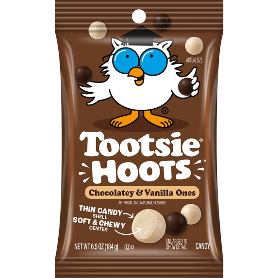Tootsie Hoots Chocolate & Vanilla Flavored Chewy Candy, 6.5 oz