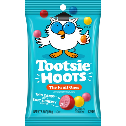 Tootsie Hoots Fruit Flavored Chewy Candy, 5 Flavors, 6.5 oz