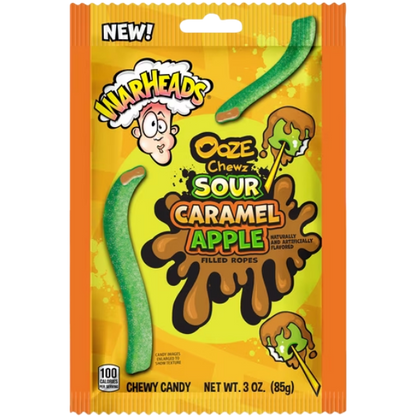 Warheads Halloween Ooze Chewz Caramel Apple Ropes Candy, 3 oz