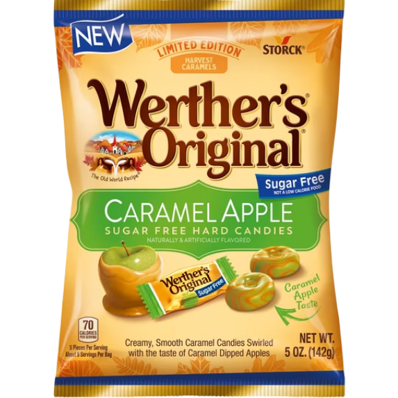 Werther's Original Fall Harvest Sugar Free Caramel Apple Hard Candies, 5 oz