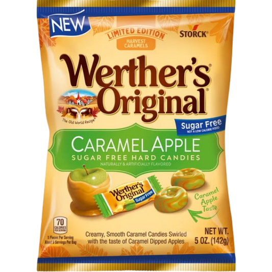 Werther's Original Fall Harvest Sugar Free Caramel Apple Hard Candies, 5 oz