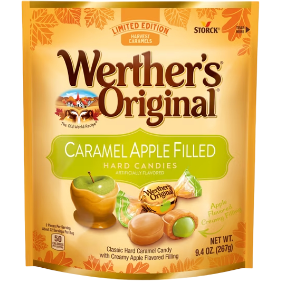 Werther's Original Limited Edition Fall Caramel Apple Filled Hard Candies, 9.4 oz