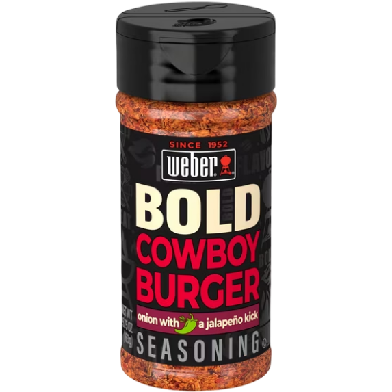Weber BOLD Cowboy Burger, Onion & Jalapeno Burger Seasoning Blend, 5.75 oz