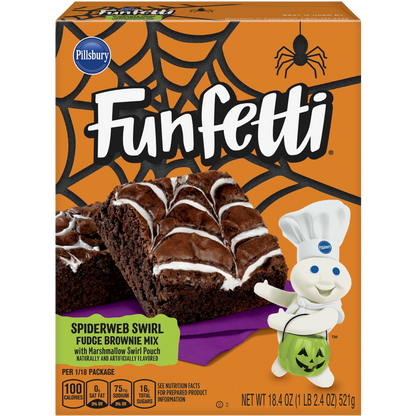Pillsbury Funfetti Spiderweb Swirl Fudge Brownie Mix, 18.4 oz