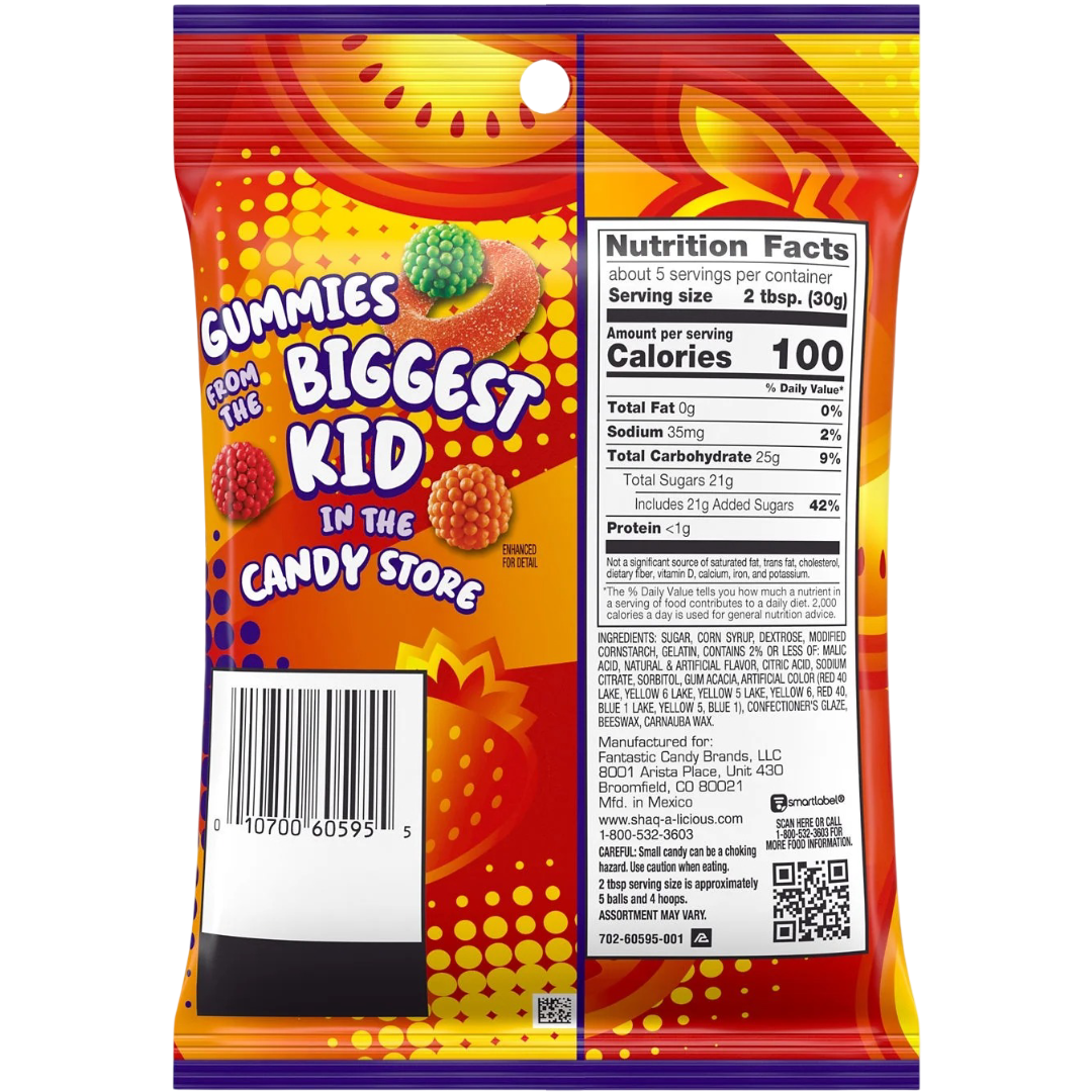 Shaq-A-Licious Slams Assorted Fruit Flavored Chewy Candy, 5.2 oz