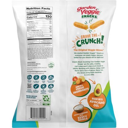 Sensible Portions Zesty Ranch Garden Veggie Straws Made with Avocado Oil, 13 oz