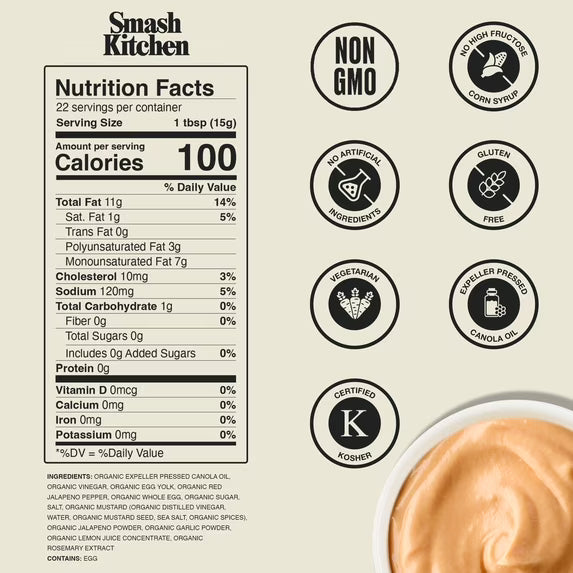 Smash Kitchen Organic Spicy Mayonnaise, 11.25 fl oz