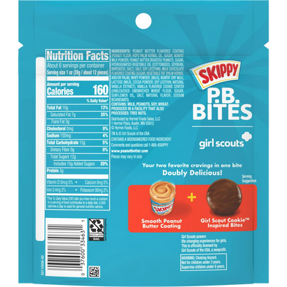 SKIPPY PB Bites Girl Scouts Chocolate Peanut Butter Snack, 5.5 oz
