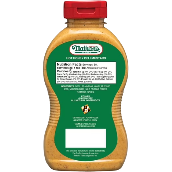 Nathan’s Famous Hot Honey Spicy Mustard Condiment, 12 oz