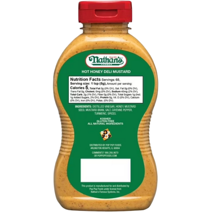Nathan’s Famous Hot Honey Spicy Mustard Condiment, 12 oz