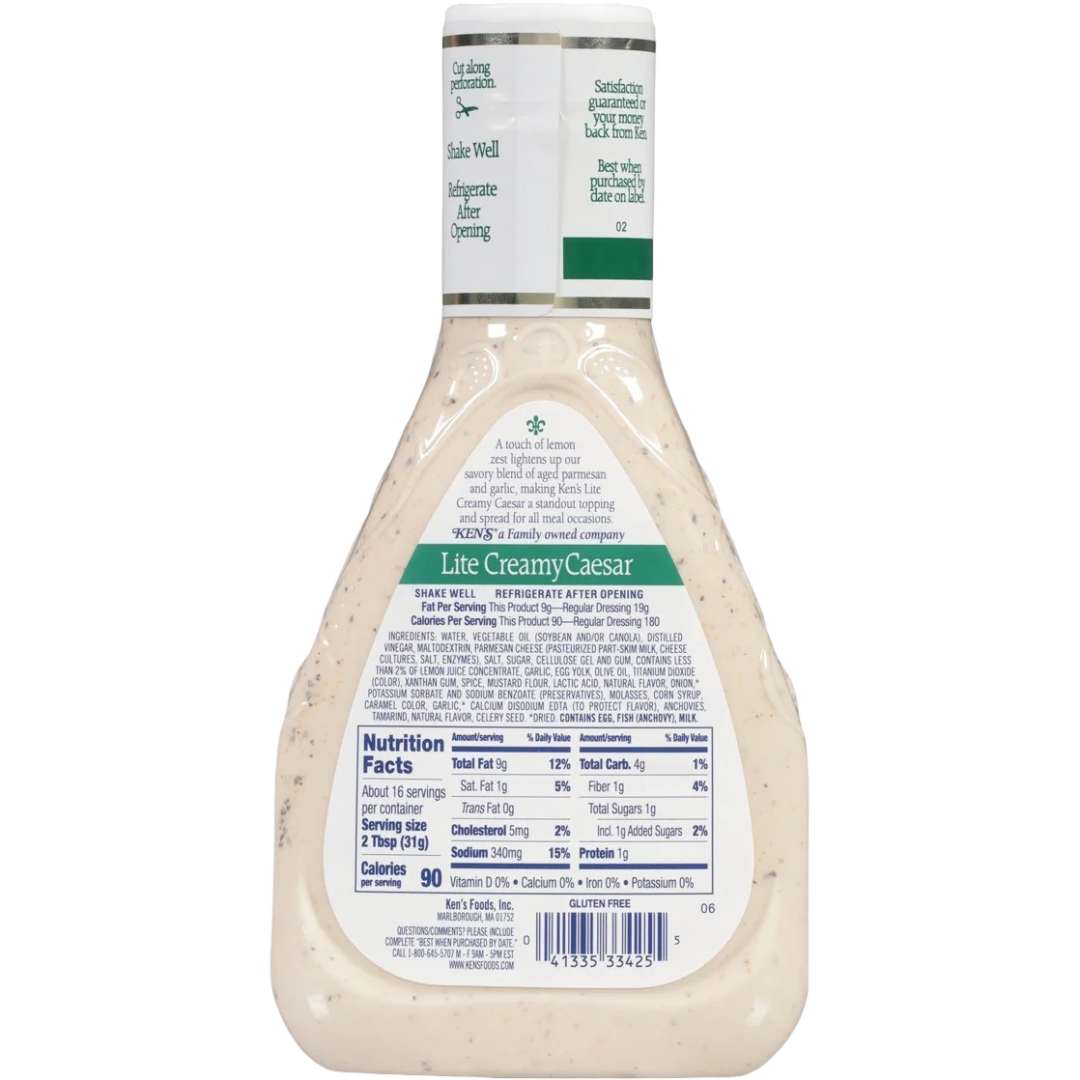 Ken's Steak House Lite Creamy Caesar Salad Dressing, 16 fl oz