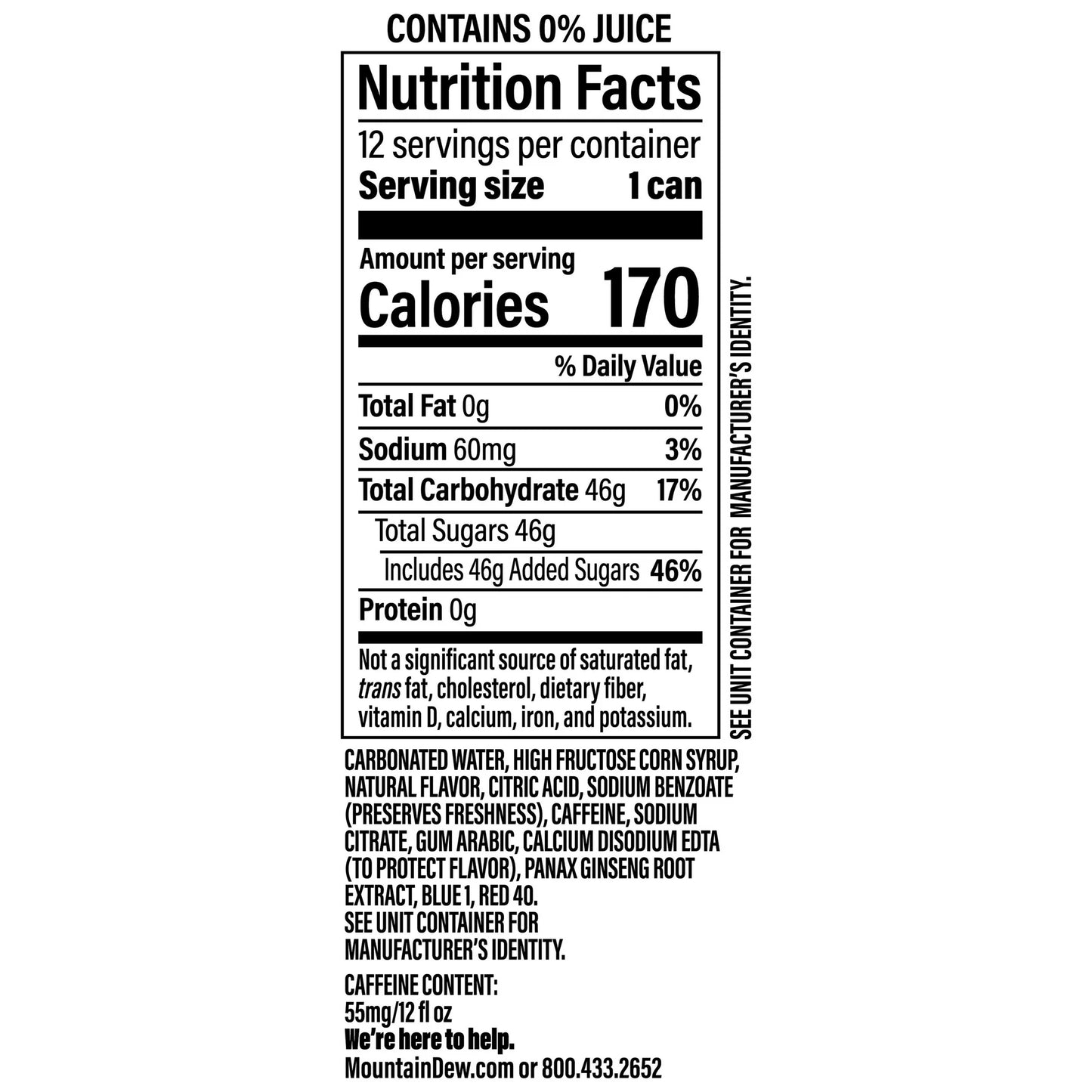 Mountain Dew Voltage Raspberry Citrus & Ginseng Soda, 12 Pack of 12oz Cans