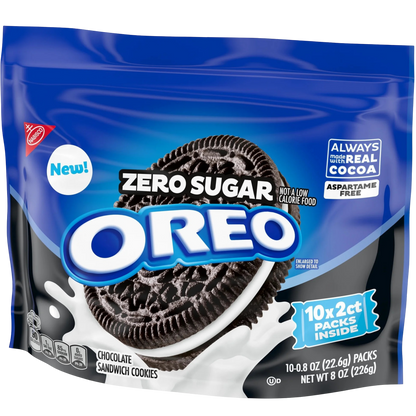 OREO Zero Sugar Chocolate Sandwich Cookies, 8 oz