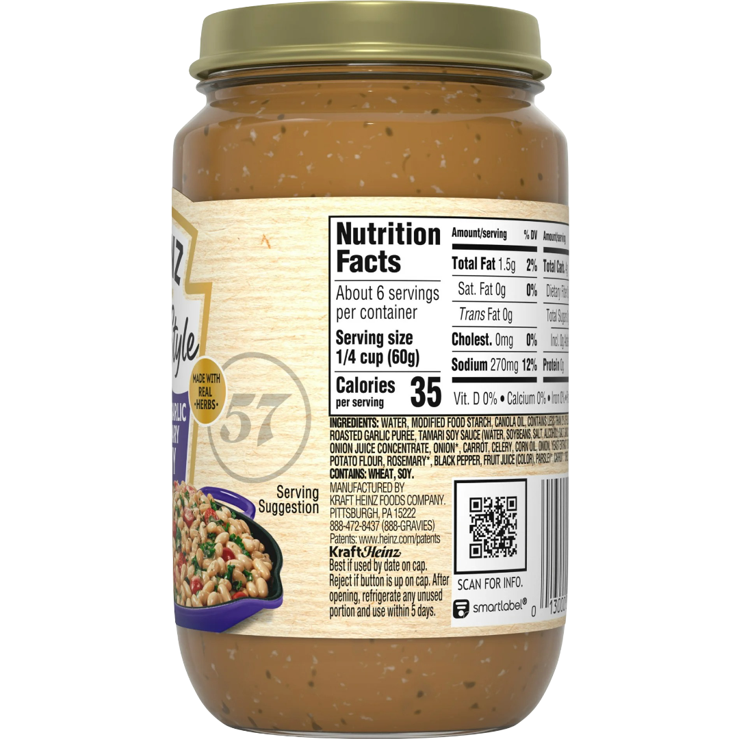 Heinz HomeStyle Roasted Garlic & Rosemary Gravy, Fish-free, 12 oz