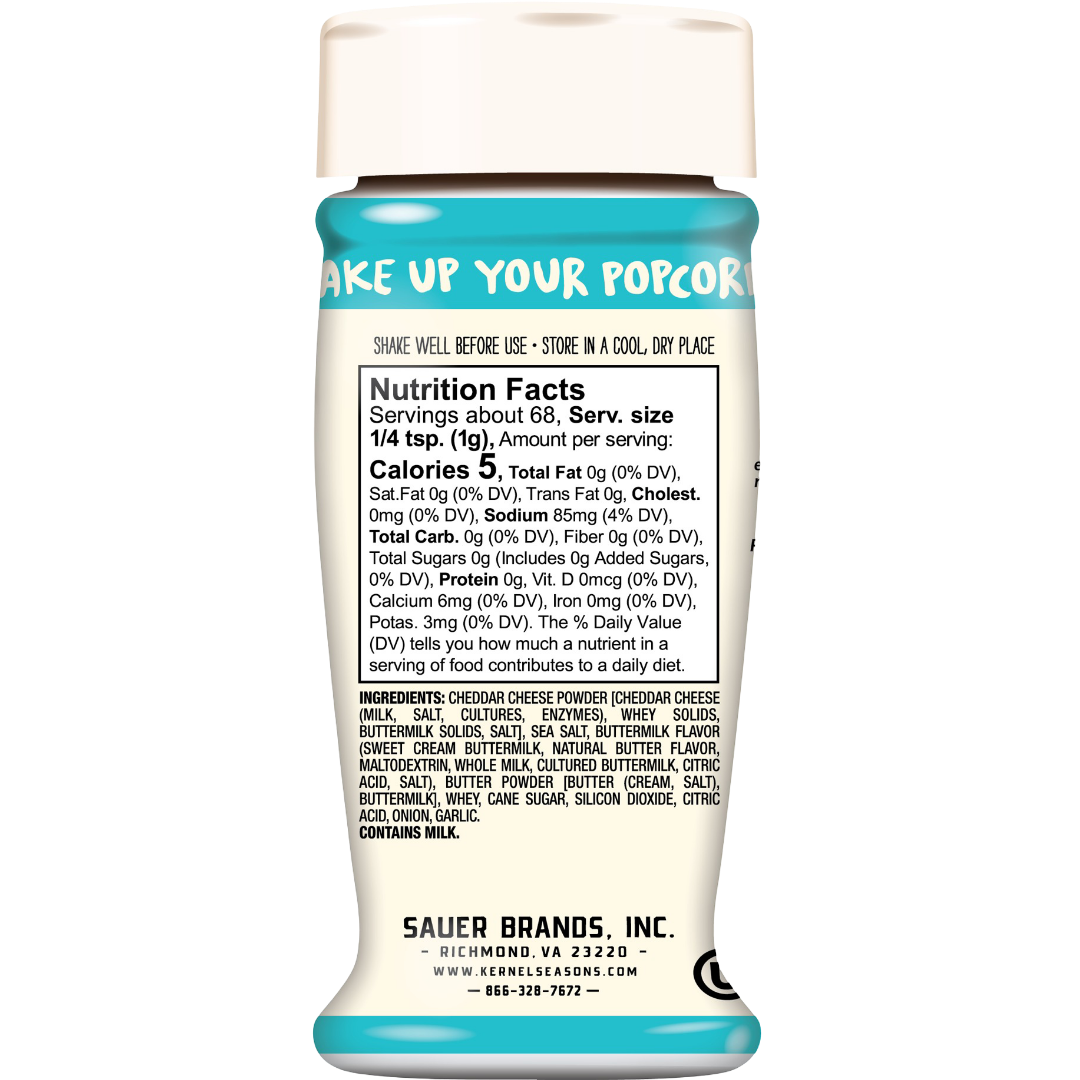 Kernel Season's Simply Gourmet Blends, Aged White Cheddar Flavor Popcorn Seasoning, 2.4oz