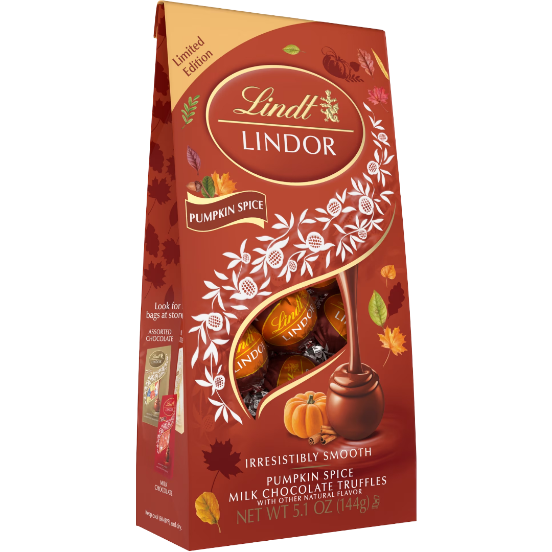 Lindt LINDOR Fall Pumpkin Spice Milk Chocolate Candy Truffles, 5.1 oz