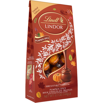 Lindt LINDOR Fall Pumpkin Spice Milk Chocolate Candy Truffles, 5.1 oz