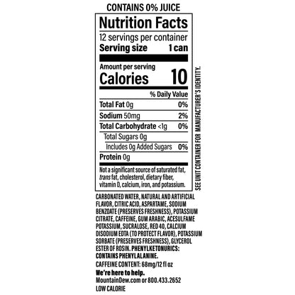 Mountain Dew x Trolli Cherry Lemon Zero Sugar Soda, 12 Pack of 12oz Cans