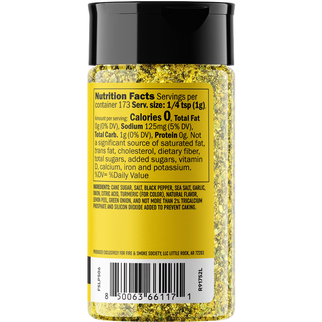 Fire & Smoke Society Lemon Pepper Seasoning, 6.1 oz