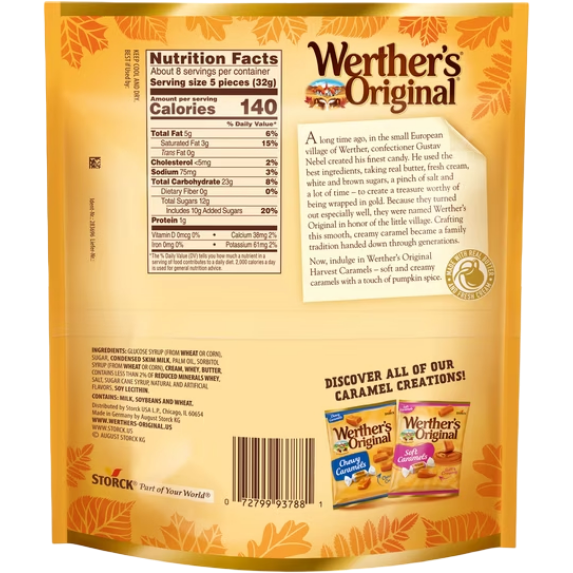 Werther's Original Limited Edition Fall Pumpkin Spice Soft Caramels, 8.5 oz