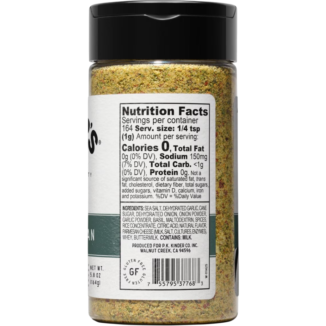 Kinder's Basil Parmesan Seasoning Blend with Garlic & Sea Salt, 5.8 oz