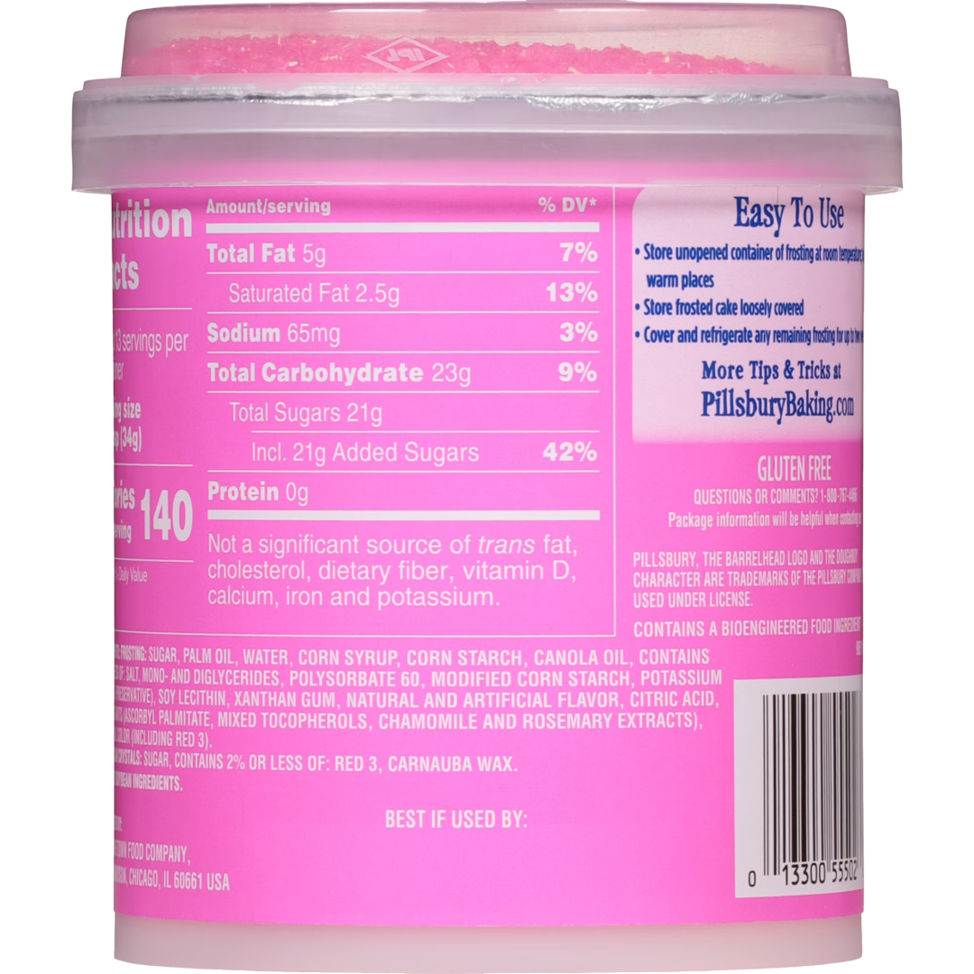 Pillsbury Funfetti Hot Pink Vanilla Frosting, 15.6 oz