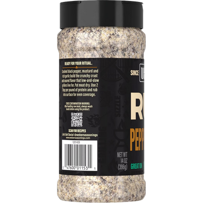 Weber Peppercraft Rub, Black Pepper Seasoning Blend, 14 oz