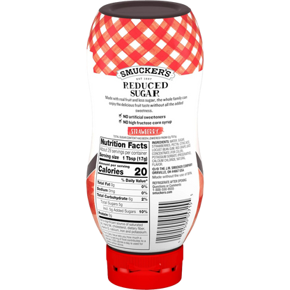 Smucker's Squeezable Reduced Sugar Strawberry Fruit Spread, 17.4oz