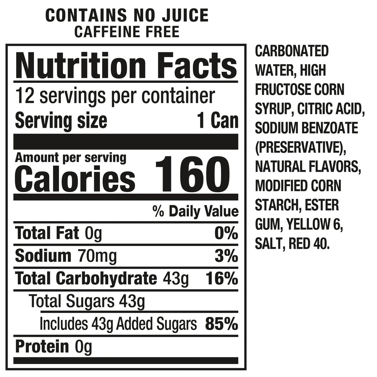 Crush Caffeine Free Orange Soda Pop, 12 Pack of 12oz Cans