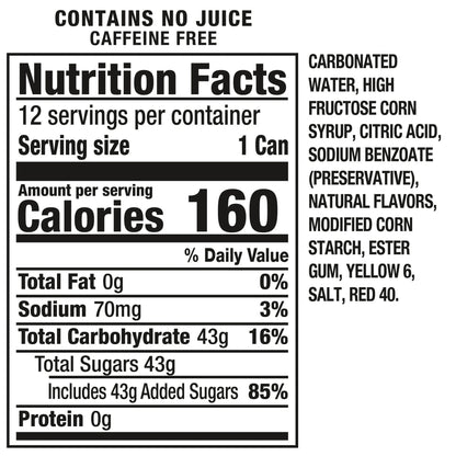 Crush Caffeine Free Orange Soda Pop, 12 Pack of 12oz Cans